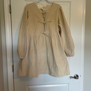 Bohme Beige Long Sleeve Dress with Bow Details